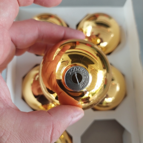VTG Alderbrook Noma Doubl-Glo Gold Glass Christmas Ornaments Balls Set Of 6 GUC - Picture 5 of 5